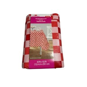 celebrate valentines peva tablecloth reusable 60X102 rectangle inches red pink